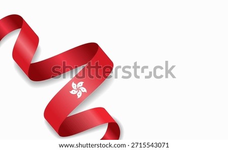 Hong Kong flag stylized wavy ribbon, symbolizing national pride, celebration, or cultural identity. Vector illustration.