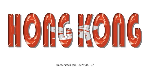 HONG KONG flag text font, 3D HONG KONG colorful background, HONG KONG flag vector illustration