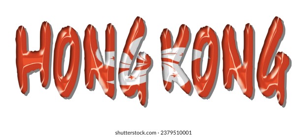 HONG KONG flag text font, 3D HONG KONG colorful background, HONG KONG flag vector illustration