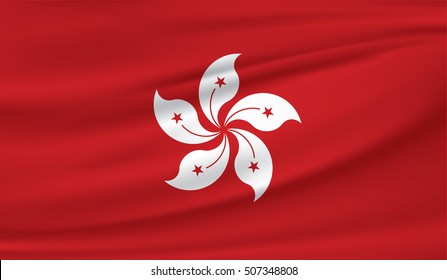 Hong Kong flag, three dimensional render, satin texture
