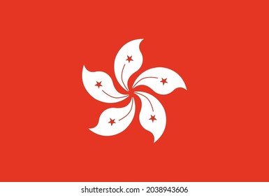 Hong Kong flag vector icon in official color and proportion correctly
