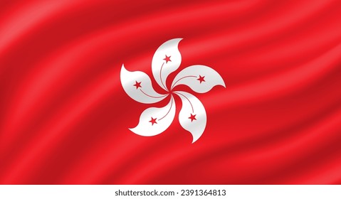 Hong Kong flag waving. Background. Vector