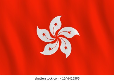 Hong Kong flag with waving effect, official proportion.