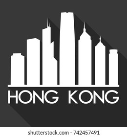 Hong Kong Flat Icon Skyline Silhouette Design City Vector Art Famous Buildings