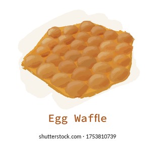 hong kong food bun a bread breakfast fast food snack junk food egg waffle hand draw stekch