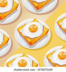 
Hong Kong food, Poached egg on toast vetor
