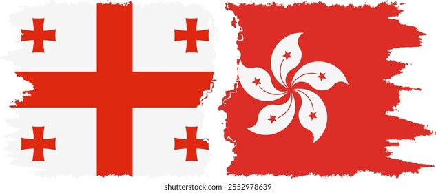 Hong Kong and Georgia grunge flags connection, vector