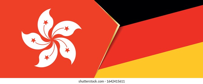 Hong Kong and Germany flags, two vector flags symbol of relationship or confrontation.