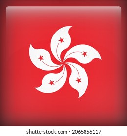 Hong Kong Glossy 3D Square Country Flag Icon