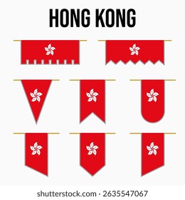 hong kong HK set of country flags with their own distinctive colors and symbols, symbolizing pride, medieval and royal theme style, war, conflict, warriors, both vertical and horizontal. Hongkongese