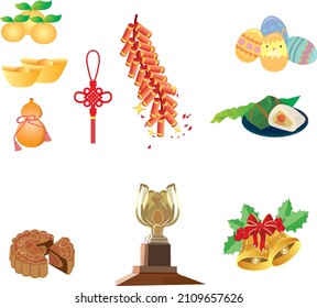 hong kong holiday illustration, 
Golden Bauhinia, and chinese new year