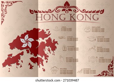  Hong Kong infographics, statistical data, sights. Vector illustration.