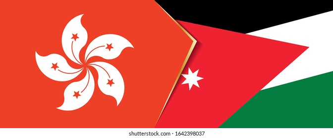 Hong Kong and Jordan flags, two vector flags symbol of relationship or confrontation.