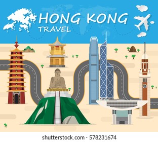 Hong kong Landmark Global Travel And Journey Infographic background. Vector Design Template.used for your advertisement, book, banner, template, travel business or presentation.