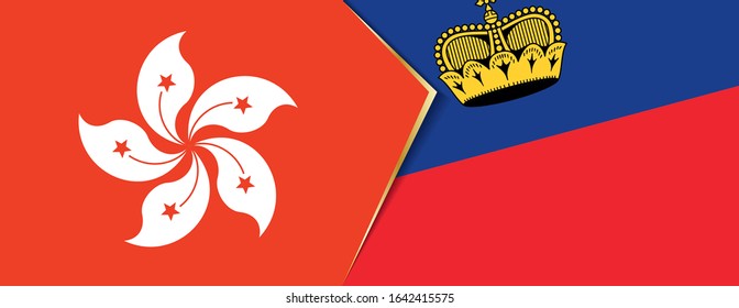 Hong Kong and Liechtenstein flags, two vector flags symbol of relationship or confrontation.