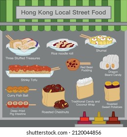 Hongkong Local Street Food Collection Vektor