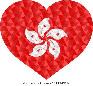 Hong Kong low poly flag heart form

