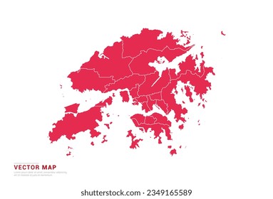 Mapa de Hong Kong - rojo estilo abstracto aislado en fondo blanco para infografía, vector de diseño.