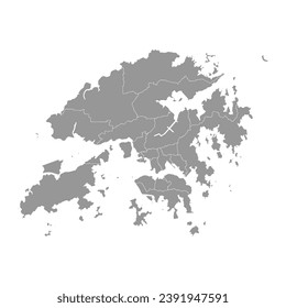 Mapa de Hong Kong con divisiones administrativas. Ilustración vectorial.