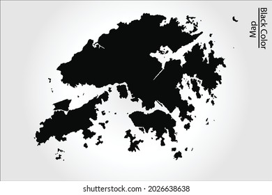Hong Kong map black Color on Backgound