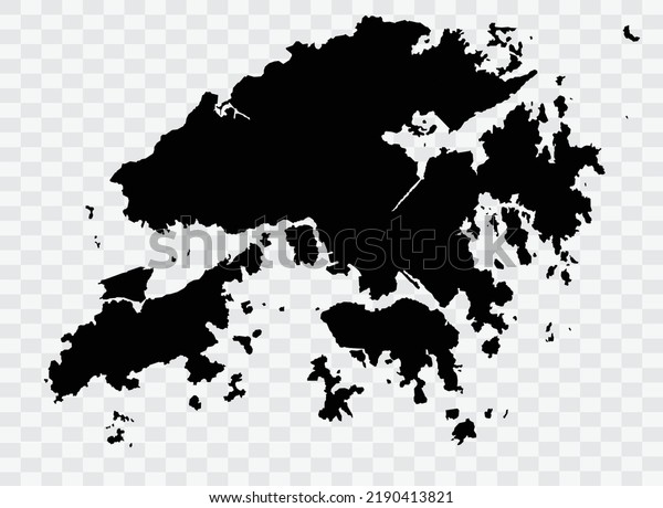 Hong Kong Map black Color on Backgound png  not
divided into cities