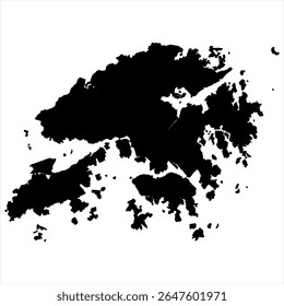 Hong Kong Map - black World Map International vector template with High detailed isolated on white background - Vector