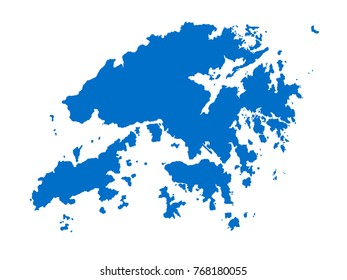 Hong Kong map Blue vector isolated on white background