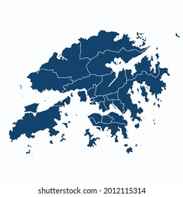 Hong Kong map color vector modern. Silhouette map. on white background. 