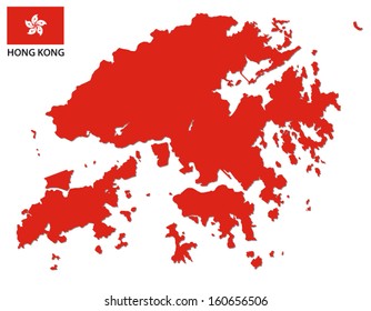 hong kong map and flag