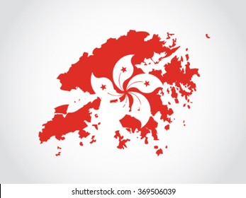 Hong Kong Map Flag