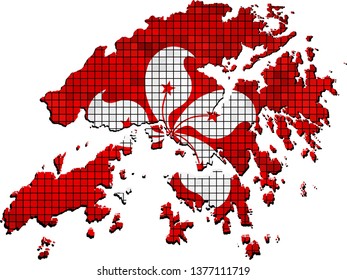 Hong Kong map with flag inside - Illustration,
Abstract grunge mosaic vector