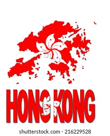 Indicador de mapa de Hong Kong e ilustración de vector de texto