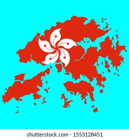 Hong Kong Map Flag Vector