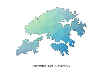 hong Kong map in geometric polygonal style. hong Kong map of isolated. Vector Illustration Eps10.