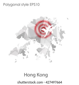 Hong Kong map in geometric polygonal style.Abstract gems triangle,modern design background.