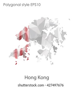 Hong Kong map in geometric polygonal style.Abstract gems triangle,modern design background.