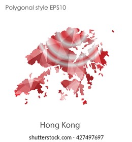 Hong Kong map in geometric polygonal style.Abstract gems triangle,modern design background.