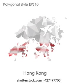 Hong Kong map in geometric polygonal style.Abstract gems triangle,modern design background.