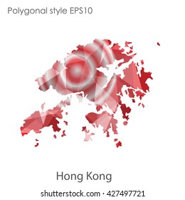 Hong Kong map in geometric polygonal style.Abstract gems triangle,modern design background.