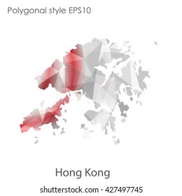 Hong Kong map in geometric polygonal style.Abstract gems triangle,modern design background.