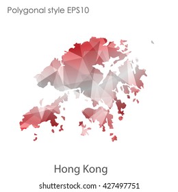 Hong Kong map in geometric polygonal style.Abstract gems triangle,modern design background.