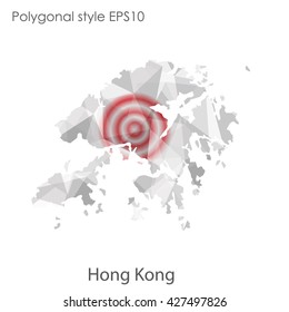 Hong Kong map in geometric polygonal style.Abstract gems triangle,modern design background.