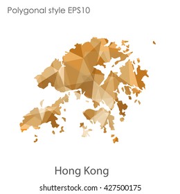 Hong Kong map in geometric polygonal style.Abstract gems triangle,modern design background.