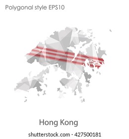 Hong Kong map in geometric polygonal style.Abstract gems triangle,modern design background.