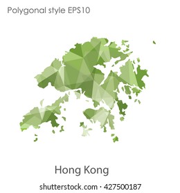 Hong Kong map in geometric polygonal style.Abstract gems triangle,modern design background.