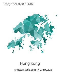 Hong Kong map in geometric polygonal style.Abstract gems triangle,modern design background.