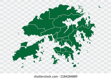 Hong Kong Map green Color on White Background quality files Png