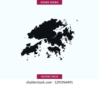Hong Kong Map. High Detailed Silhouette Map In Soft Background - Vector.