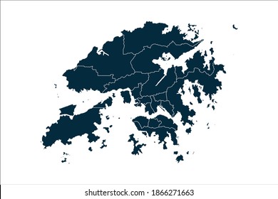 mapa de Hong Kong alto detallado sobre el fondo blanco.