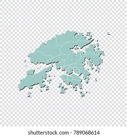 Hong kong map - High detailed pastel color map of Hong kong. Hong kong map isolated on transparent background. Vector illustration eps 10.